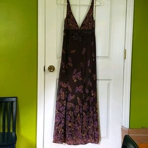 Vera Wang Purple Silk Maxi Length Dress with, Sz 2